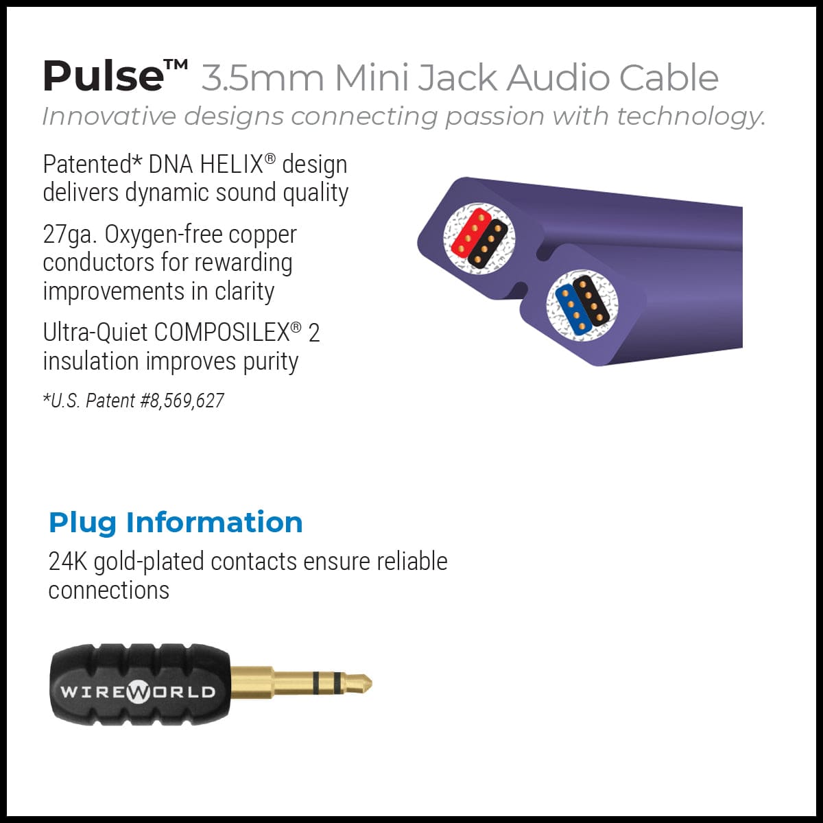 Pulse Mini Jack Cord - Male to Female, Male to Male, & More