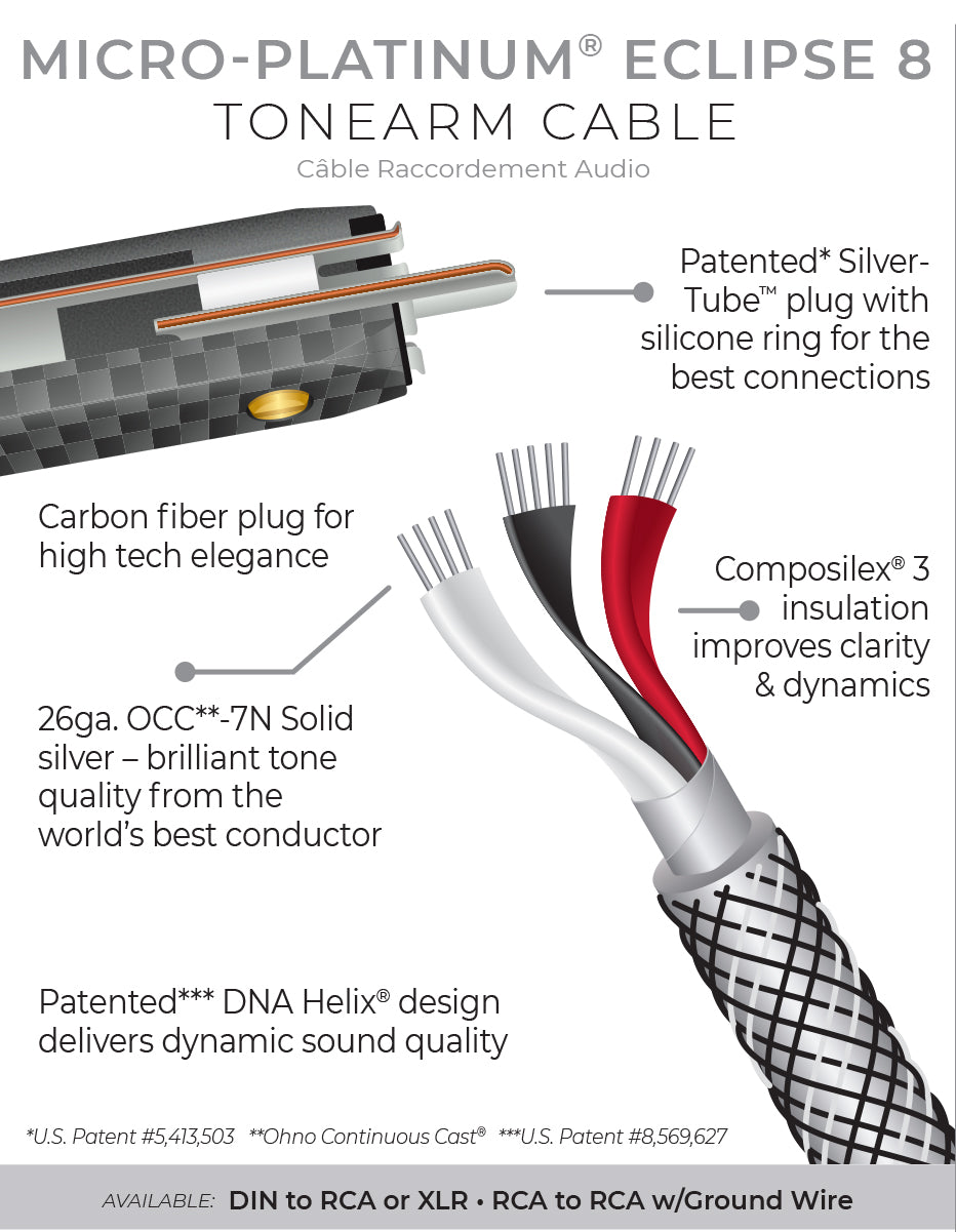 Micro-Platinum Eclipse 8 Tonearm Cable – Closeout